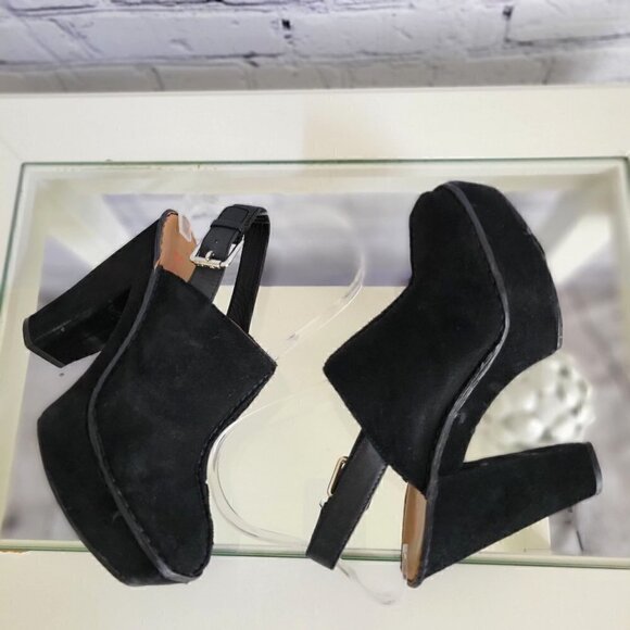 Michael Kors platform mules in black  suede SZ 6 M - Picture 6 of 7